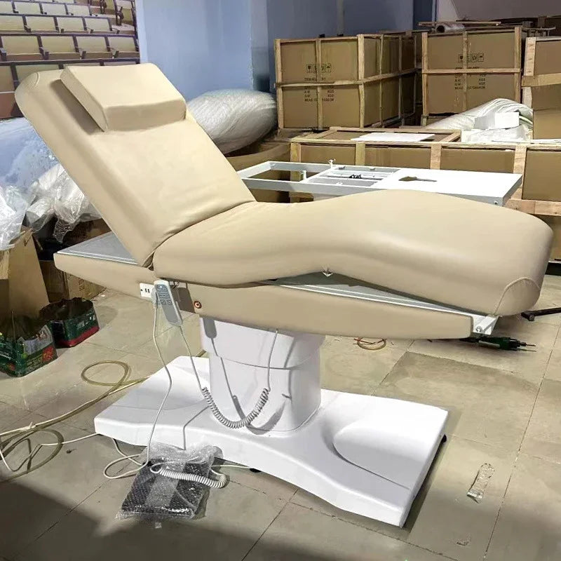 Table de massage électrique esthétique Beige Rose Blanc Beige-Rose-Blanc-