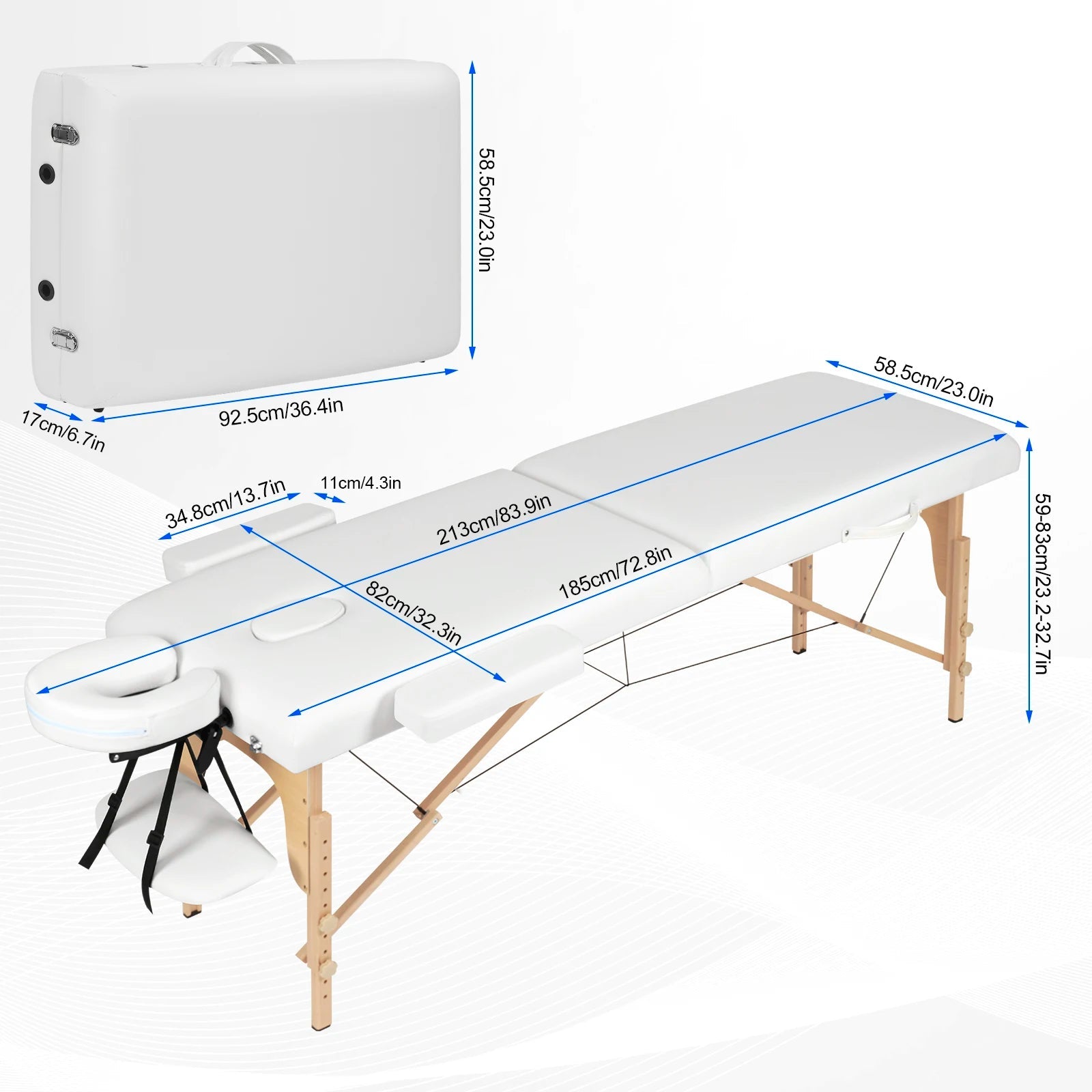 Table de massage bois pliante Noir / France Blanc / France Beige / France Noir / France-Blanc / France-Beige / France-