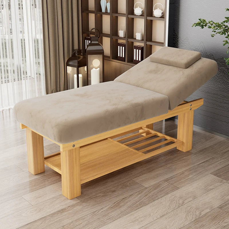 Table de massage électrique en bois Gris Rouge Beige Gris-Rouge-Beige-
