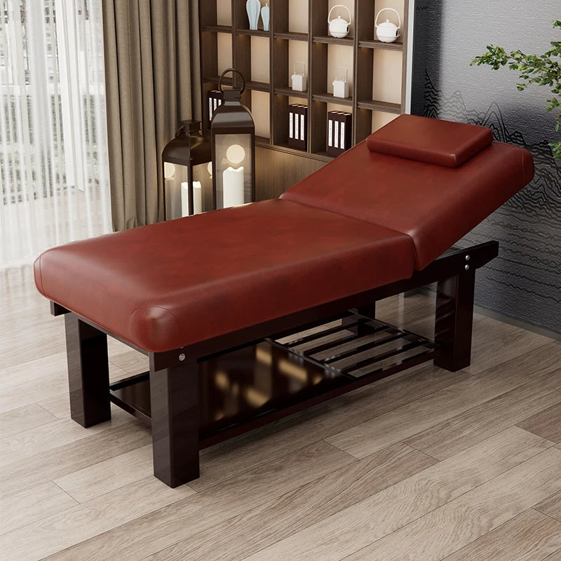 Table de massage électrique en bois Gris Rouge Beige Gris-Rouge-Beige-