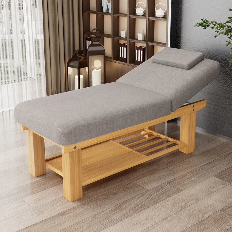 Table de massage électrique en bois Gris Rouge Beige Gris-Rouge-Beige-