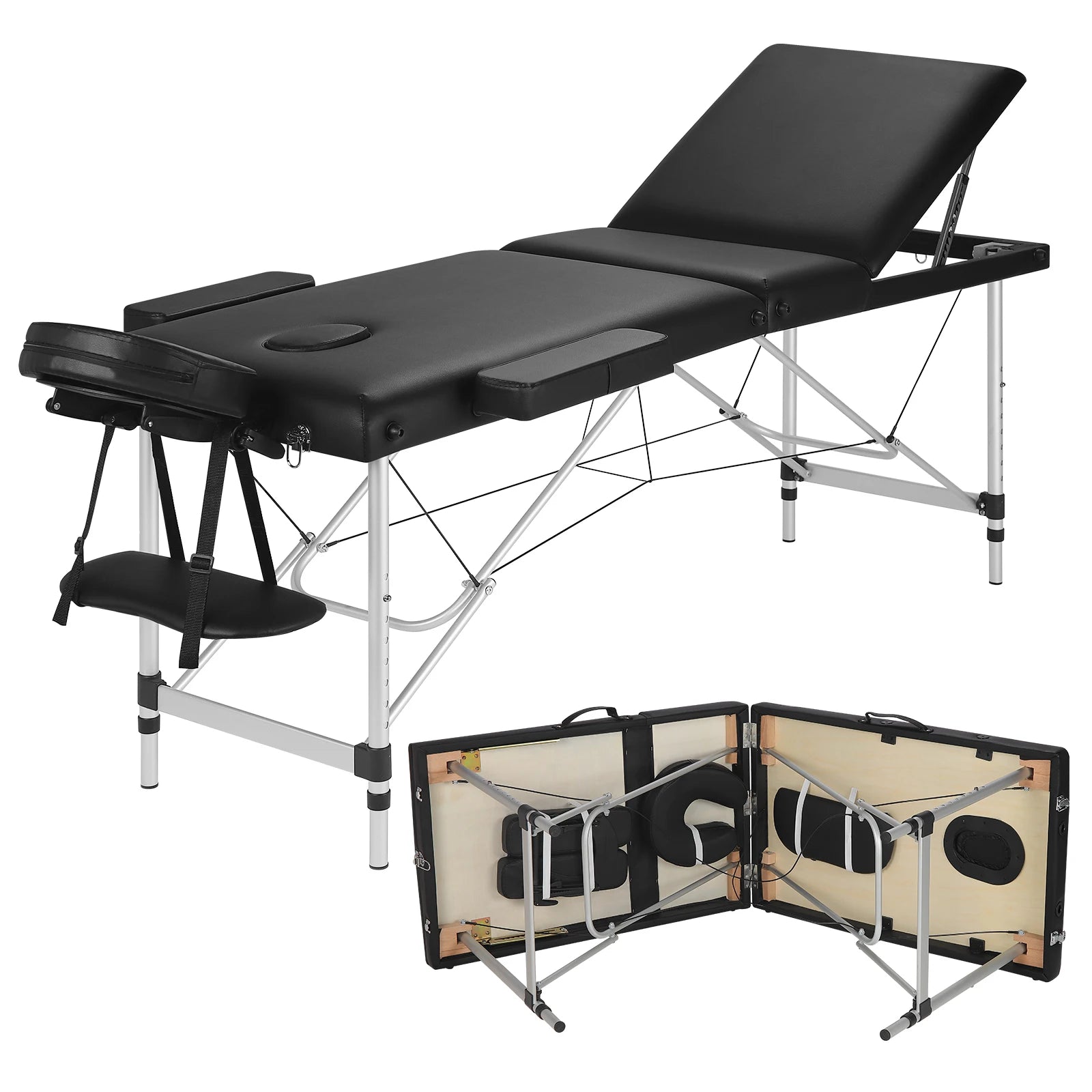 Table de massage légère et pliante Noir / France Blanc / France Noir / France-Blanc / France-