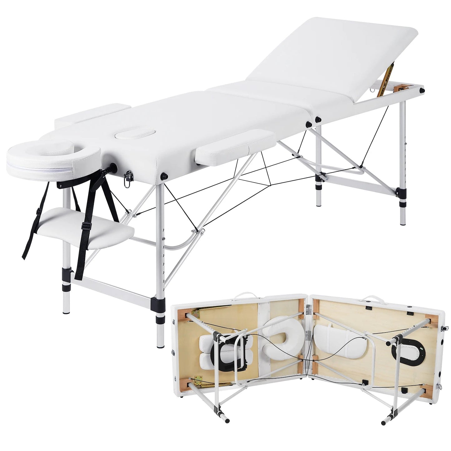 Table de massage légère et pliante Noir / France Blanc / France Noir / France-Blanc / France-